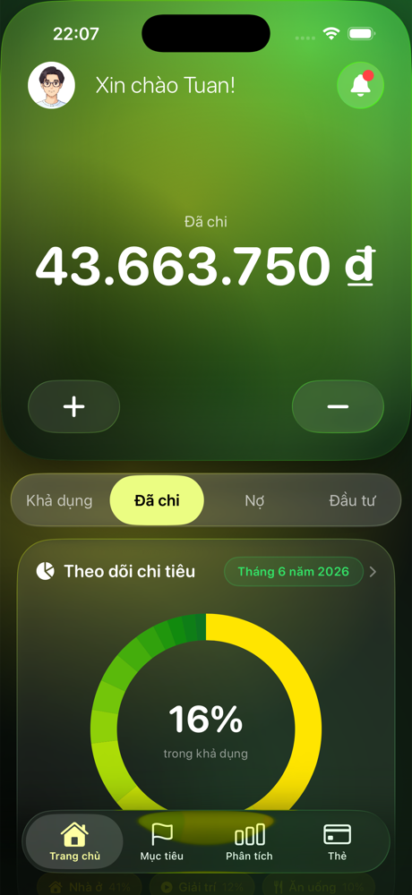 Màn hình Đã chi