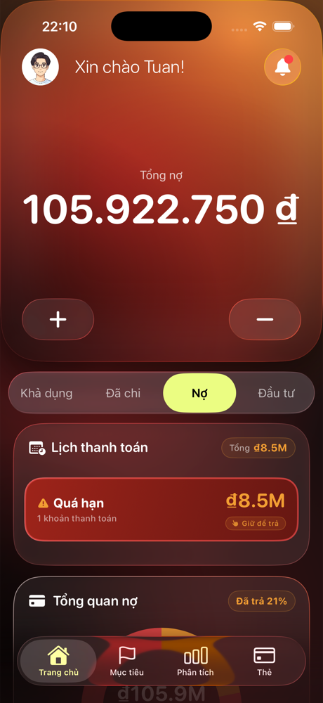 Màn hình Nợ